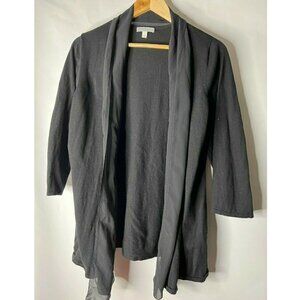 Amber Sun Open Front Cardigan Lace Trim 3/4 Sleeves Black Women’s Size Large L